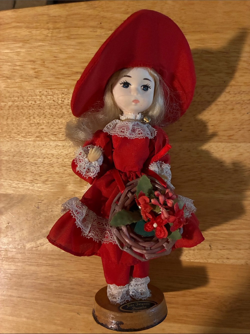 Small, Red Vintage Doll with Basket - Miss Japanese December